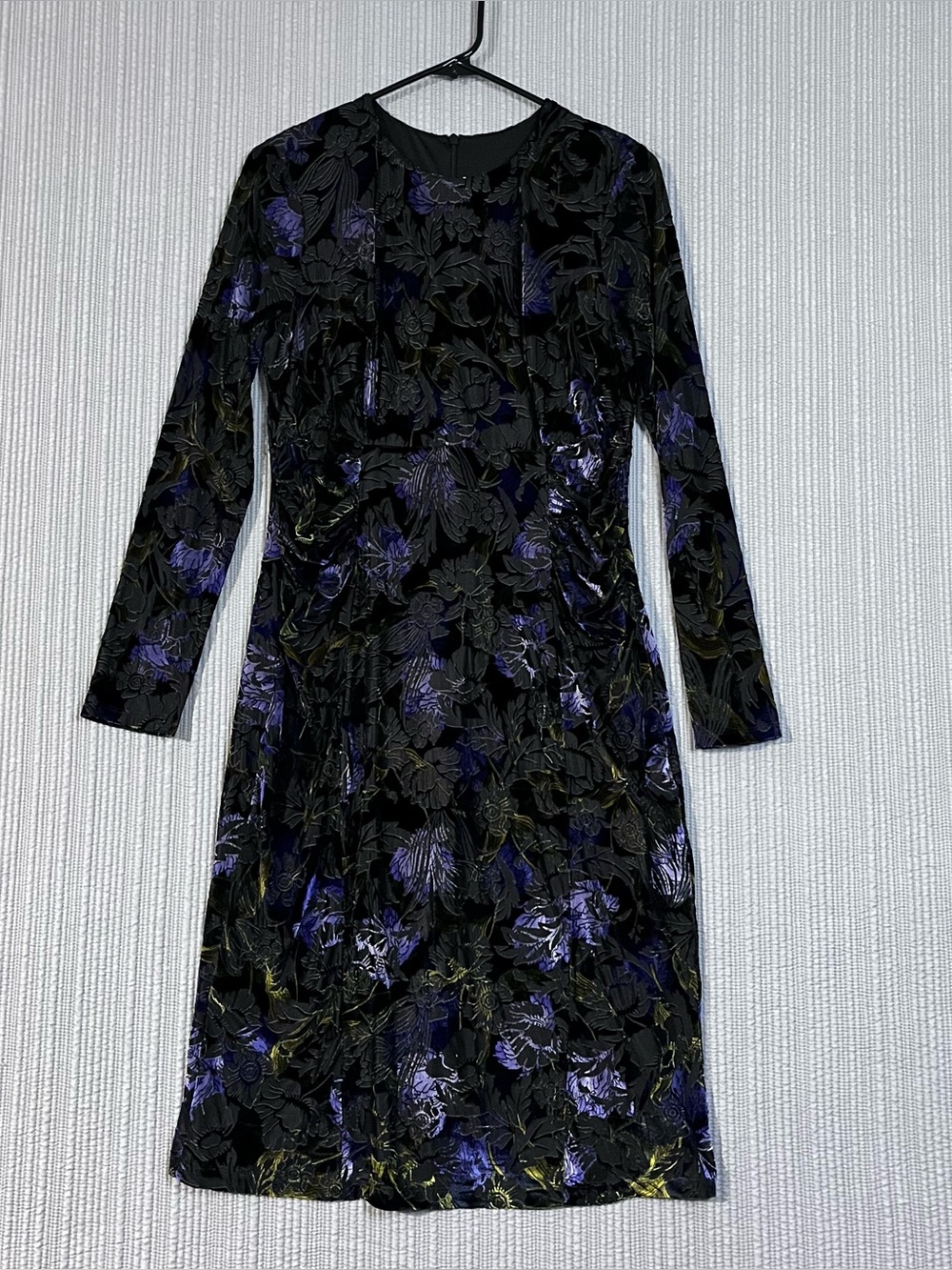 New M&S Burnout Velvet Midi Dress Demure Dark Floral UK 12 Us 8 Dressy